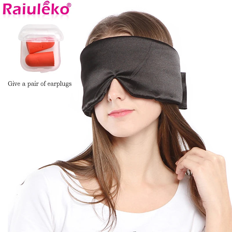 3D Natural Silk Cover Eyeshade Travel Sleeping Eye Mask Relieve Fatigue Sleep Blindfold Office Soft Eyepatch Bandage for Sleep
