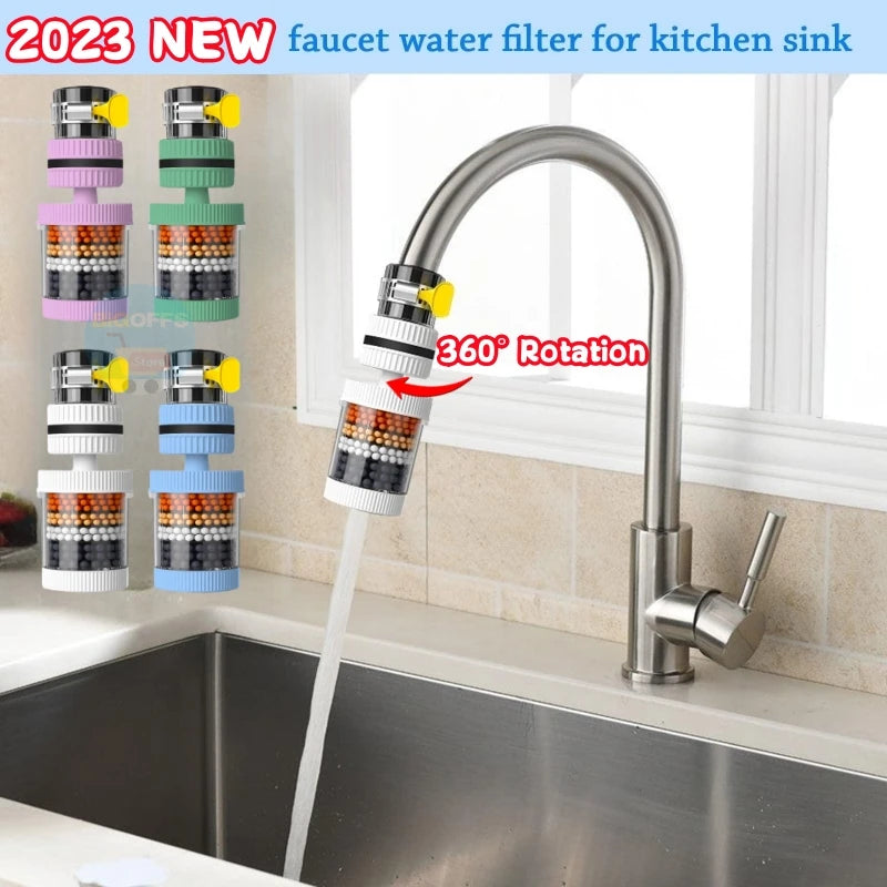 6 Layers Universal Kitchen Faucet Purifier Tap Filter 360 Degree Rotation Bubbler Activated Carbon Filtration Shower Head
