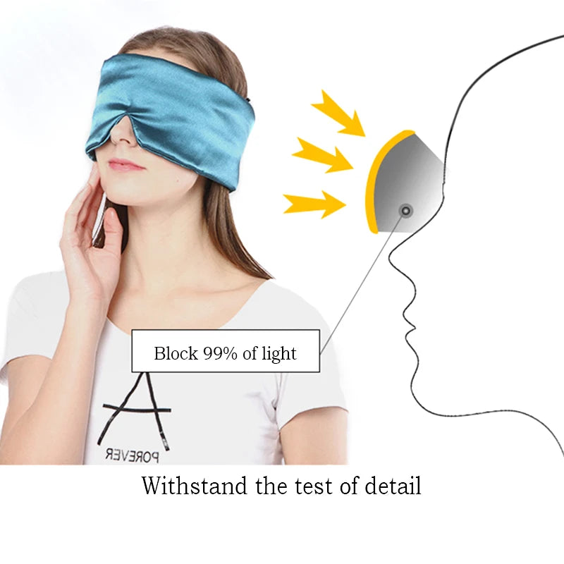 3D Natural Silk Cover Eyeshade Travel Sleeping Eye Mask Relieve Fatigue Sleep Blindfold Office Soft Eyepatch Bandage for Sleep