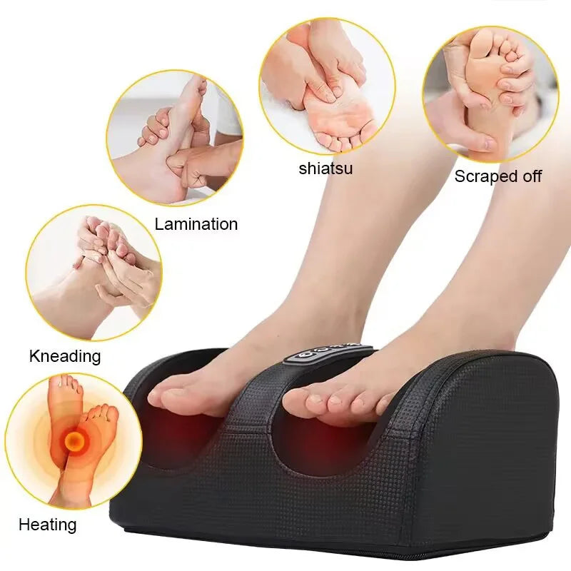 Electric Foot Massage Shiatsu Therapy Relax Health Care Infrared Heating Body Massager Heat Deep Muscles Kneading Roller Salud