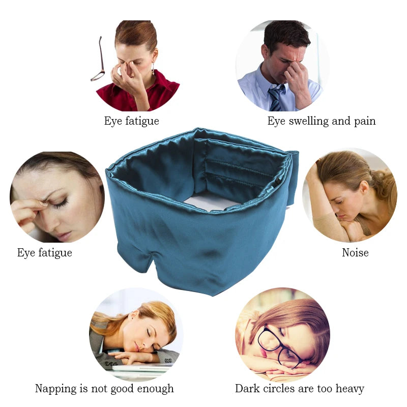 3D Natural Silk Cover Eyeshade Travel Sleeping Eye Mask Relieve Fatigue Sleep Blindfold Office Soft Eyepatch Bandage for Sleep