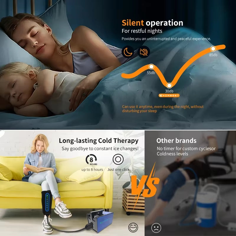 Ice Cold Compression Therapy Machine for Knee Post Surgery Pain Relief Universal Pad Cryotherapy Recovery System