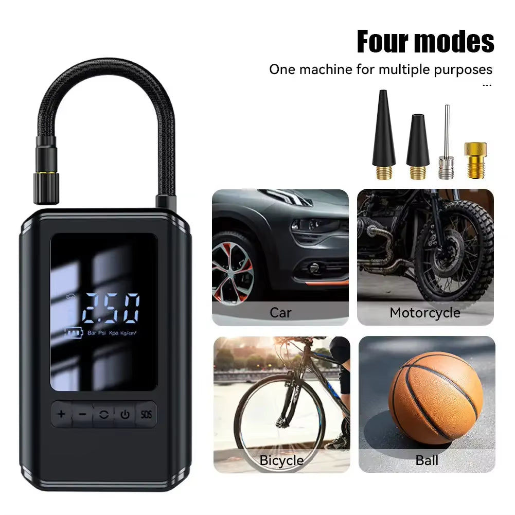 Portable Car Tire Inflatable Pump Multifunction Wireless Air Compressor Pump Charging Digital Display Pumps for Motor Bike