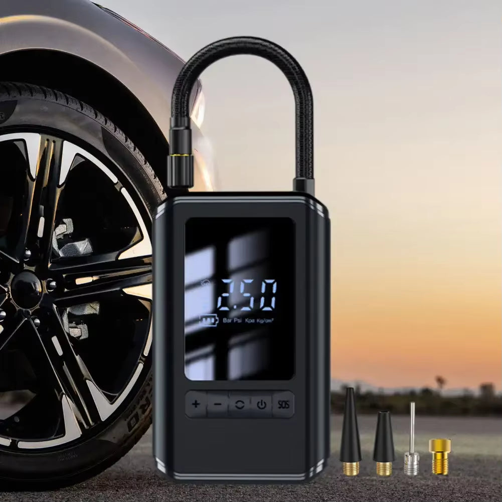 Portable Car Tire Inflatable Pump Multifunction Wireless Air Compressor Pump Charging Digital Display Pumps for Motor Bike